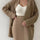 Pocketed Long Sleeve Cardigan and Skirt Sweater Set | Hanalas