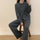 Pocketed Round Neck Button Up Cardigan and Pants Sweater Set | Hanalas