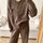 Pocketed Round Neck Button Up Cardigan and Pants Sweater Set | Hanalas