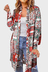 Printed Button Up Long Sleeve Cardigan Trendsi Hanalas