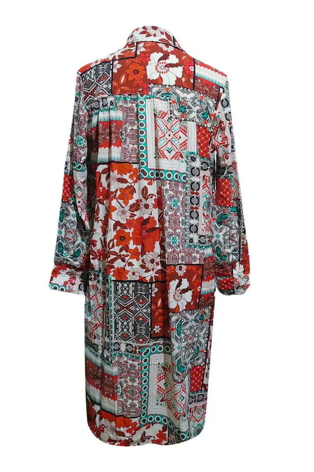 Printed Button Up Long Sleeve Cardigan Trendsi Hanalas