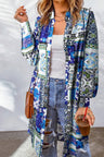 Printed Button Up Long Sleeve Cardigan Trendsi Hanalas