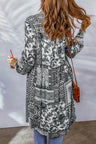 Printed Button Up Long Sleeve Cardigan Trendsi Hanalas