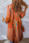 Printed Button Up Long Sleeve Cardigan Trendsi Hanalas