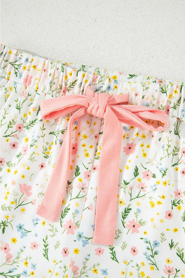 Printed Button Up Short Sleeve Top and Shorts Lounge Set | Hanalas