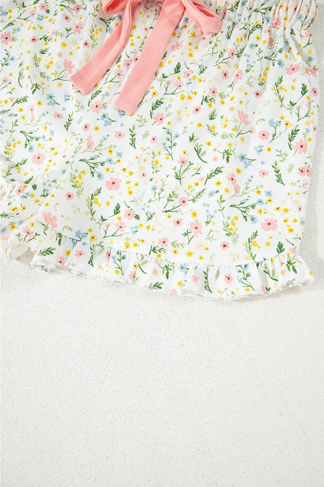 Printed Button Up Short Sleeve Top and Shorts Lounge Set | Hanalas