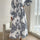 Printed Notched Lantern Sleeve Midi Dress Trendsi Hanalas