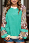 Printed Round Neck Long Sleeve Blouse Trendsi Hanalas