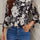 Printed Round Neck Three-Quarter Sleeve Blouse Trendsi Hanalas