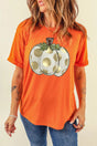 Pumpkin Graphic Round Neck Short Sleeve T-Shirt Trendsi Hanalas