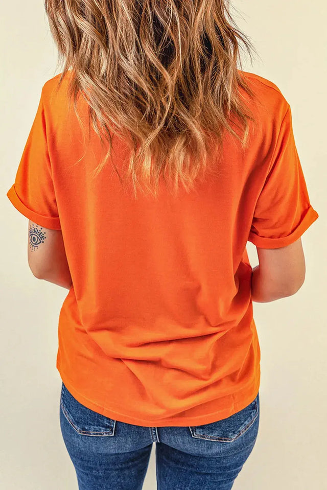 Pumpkin Graphic Round Neck Short Sleeve T-Shirt Trendsi Hanalas