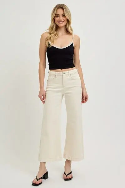 RISEN Full Size Tummy Control Cropped Bootcut Jeans Plus Size | Hanalas