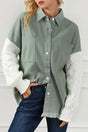 Raw Hem Collared Neck Button Up Long Sleeve Jacket Trendsi Hanalas