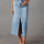 Raw Hem Front Slit Denim Midi Skirt | Hanalas
