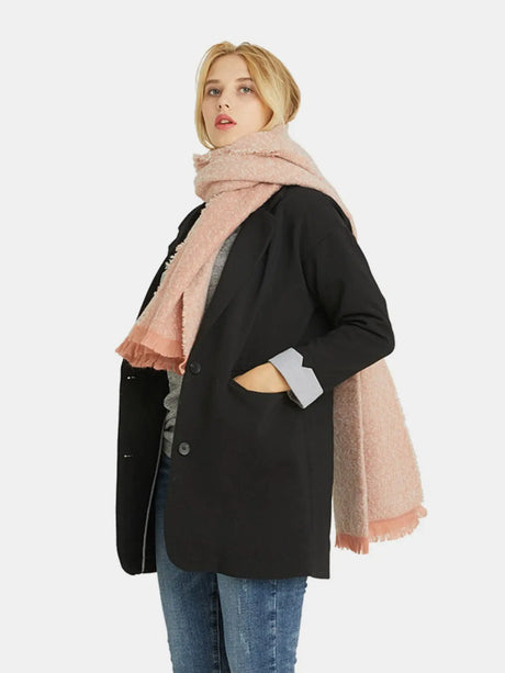 Raw Hem Heathered Polyester Scarf Trendsi Hanalas