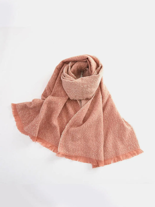 Raw Hem Heathered Polyester Scarf Trendsi Hanalas