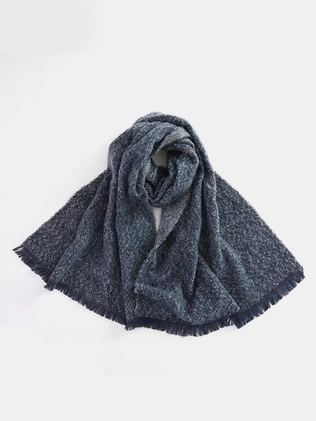 Raw Hem Heathered Polyester Scarf Trendsi Hanalas