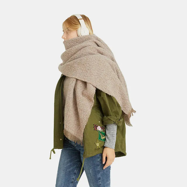 Raw Hem Heathered Polyester Scarf Trendsi Hanalas