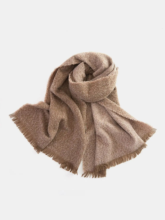 Raw Hem Heathered Polyester Scarf Trendsi Hanalas