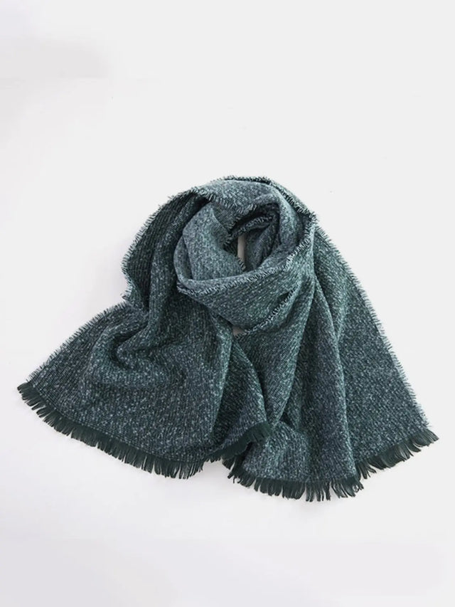 Raw Hem Heathered Polyester Scarf Trendsi Hanalas