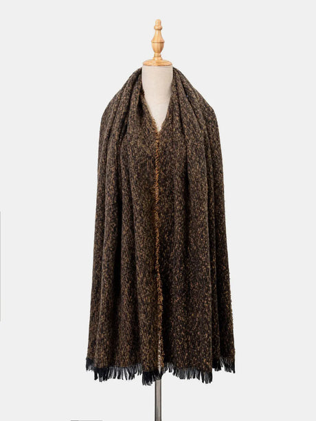 Raw Hem Heathered Polyester Scarf Trendsi Hanalas