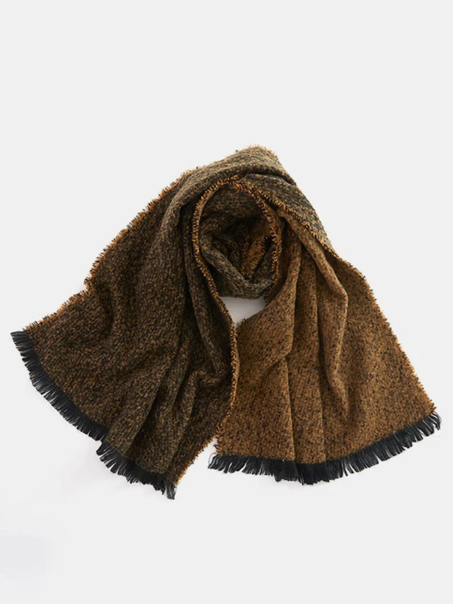 Raw Hem Heathered Polyester Scarf Trendsi Hanalas