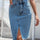 Raw Hem Slit Denim Skirt Trendsi Hanalas