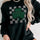 Rhinestone Checkered Lucky Clover Round Neck Sweatshirt | Hanalas