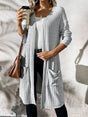 Ribbed Open Front Long Sleeve Cardigan with Pockets Trendsi Hanalas