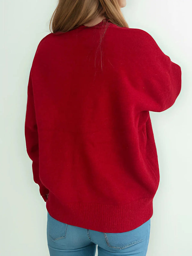 Round Neck Dropped Shoulder Long Sleeve Sweater Trendsi Hanalas