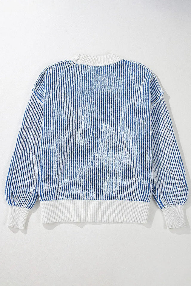 Round Neck Dropped Shoulder Sweater Trendsi Hanalas