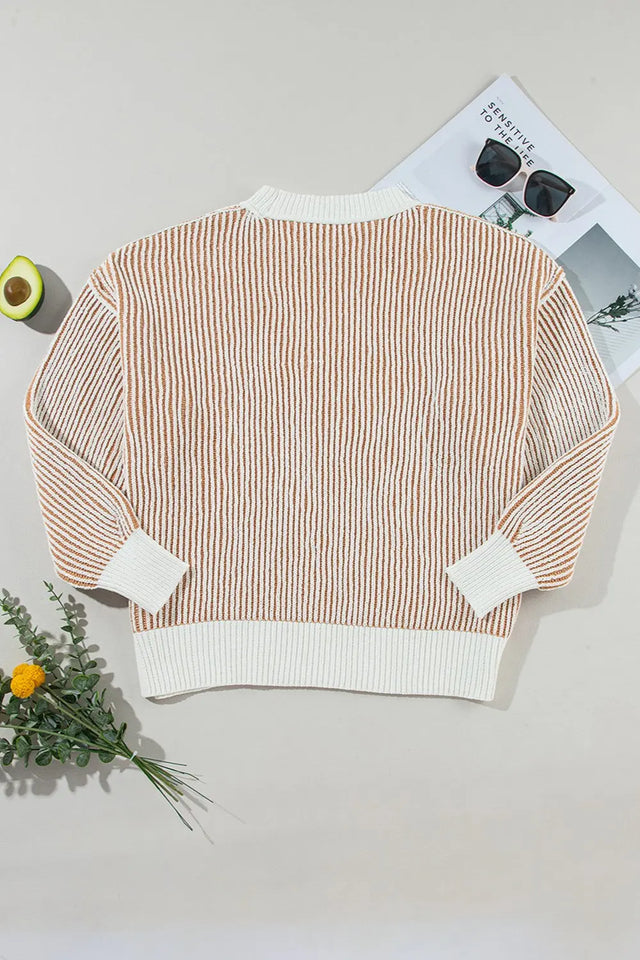 Round Neck Dropped Shoulder Sweater Trendsi Hanalas