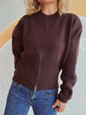 Round Neck Half Zip Long Sleeve Sweater Trendsi Hanalas