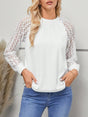 Round Neck Lace Raglan Sleeve Top Trendsi Hanalas