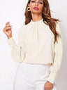 Ruched Mock Neck Long Sleeve Blouse Trendsi Hanalas