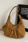 Ruched Suede Handbag with Zipper Trendsi Hanalas