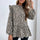 Ruffled Leopard Mock Neck Long Sleeve Blouse Trendsi Hanalas