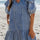 Ruffled Side Pockets Puff Sleeve Denim Mini Dress | Hanalas