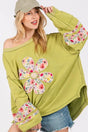 SAGE + FIG Daisy Patch Applique Long Sleeve Sweatshirt | Hanalas