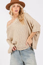 SAGE + FIG Distressed Asymmetrical Open Stitch Sweater Trendsi Hanalas