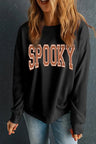 SPOOKY Round Neck Long Sleeve Sweatshirt Trendsi Hanalas