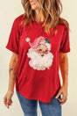 Santa Round Neck Short Sleeve T-Shirt Trendsi Hanalas