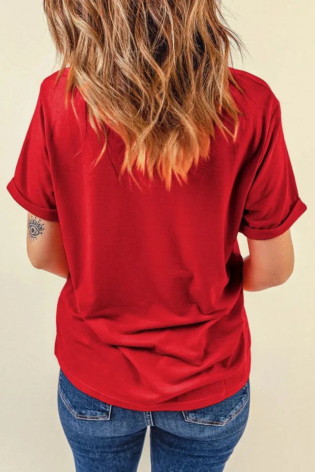 Santa Round Neck Short Sleeve T-Shirt Trendsi Hanalas