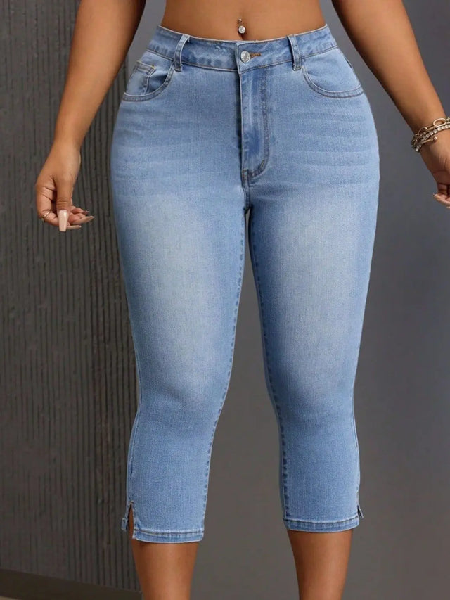 Side Slit Skinny Jeans with Pockets Trendsi Hanalas