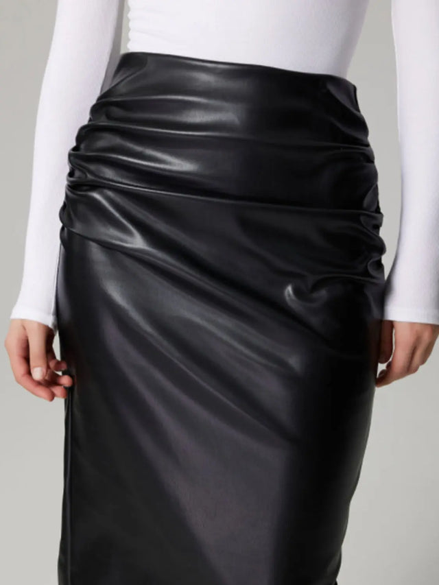 Slit Back Ruched Midi Skirt | Hanalas
