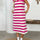 Slit Contrast Striped Johnny Collar Sleeveless Midi Dress with Pockets | Hanalas