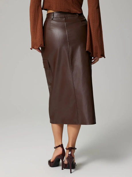 Slit Midi Skirt with Pockets | Hanalas
