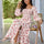 Slit Smocked Floral Square Neck Balloon Sleeve Midi Dress | Hanalas
