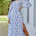 Slit Smocked Floral Square Neck Balloon Sleeve Midi Dress | Hanalas