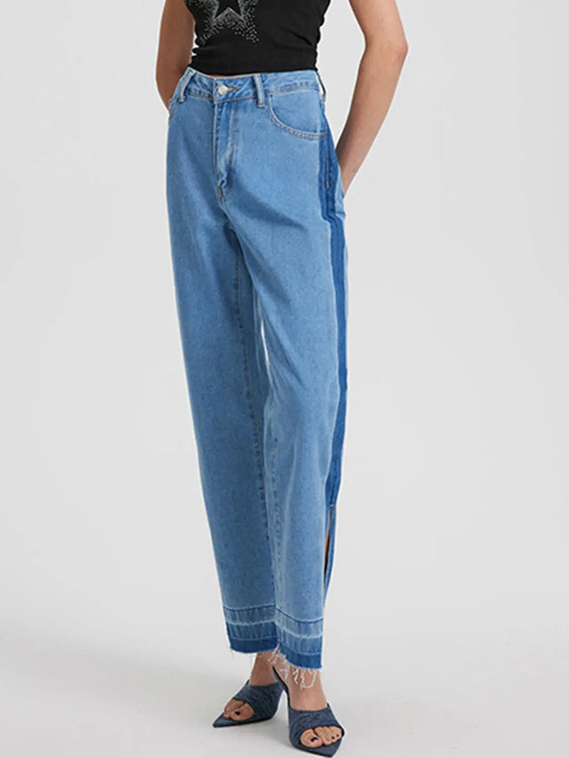 Slit Straight Leg Jeans with Pockets Trendsi Hanalas